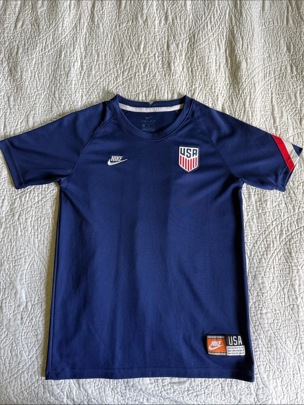 Nike Youth Navy USA Short-Sleeve Soccer Tee with Red & White Accents